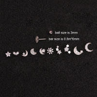 Pendientes De Titanio Puro 99% Color Plata Para Mujer Estilo Spiral Con Luna Y Estrellas Joyería Moda Metálica Geométrica - details 1