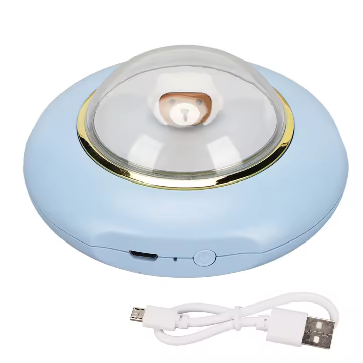 Calentador de Manos Eléctrico recargable por USB, 2 Grados, Luz LED Nocturna de 4000 mAh, Lindo calentador de Manos Space Man Azul - 1