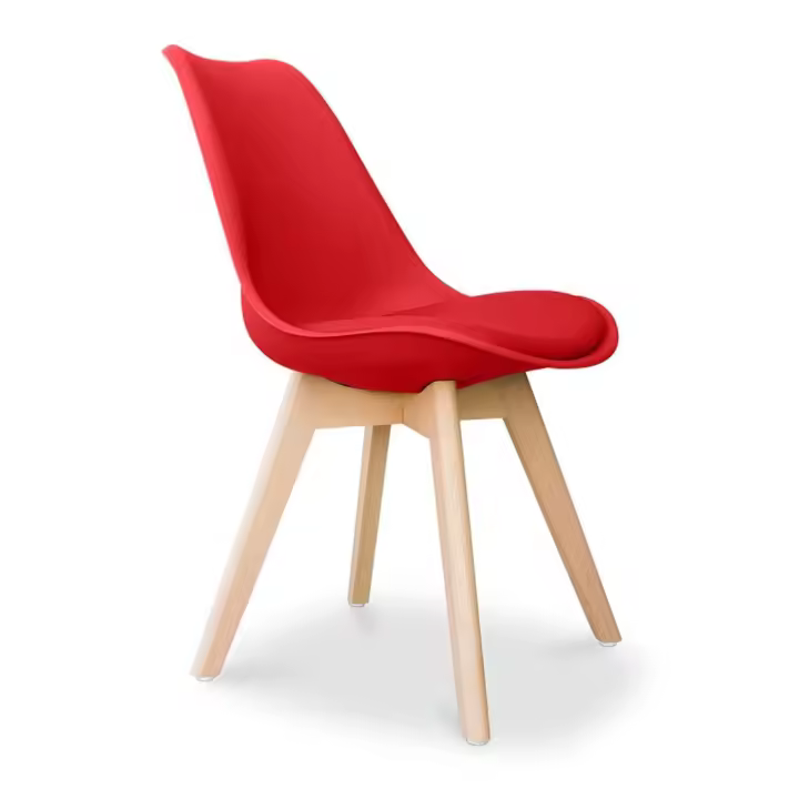 ORION91 Silla SIRIO Color Rojo Asiento Acolchado Piel Sintética y Patas Haya 54x81x48cm Comedor Oficina Salón Teletrabajo Cocina - SpazioLuzio - 1