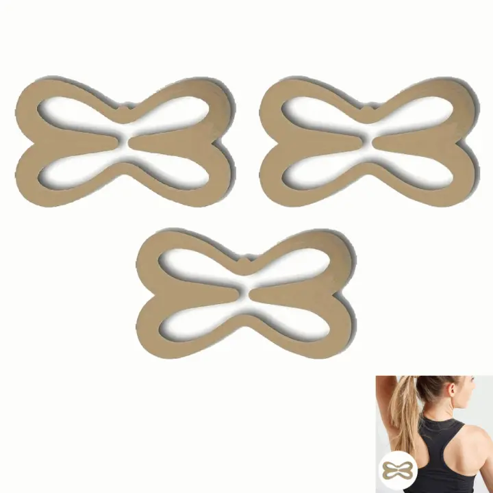 IMAXWAVE Set de 3 Clips para Sujetador en Forma de Mariposa - Clips para espalda cruzada - Convierte tus Tirantes en Espalda Cruzada - Clips para espalda cruzada - Clips para unir tirantes (Beige) - 1