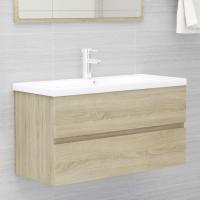 vidaXL Armario para lavabo madera contrachapada 90x38,5x45 cm en color Negro/Blanco brillante/Gris sonoma y más | almacenamiento funcional diseño moderno para baño dormitorio sala - details 4