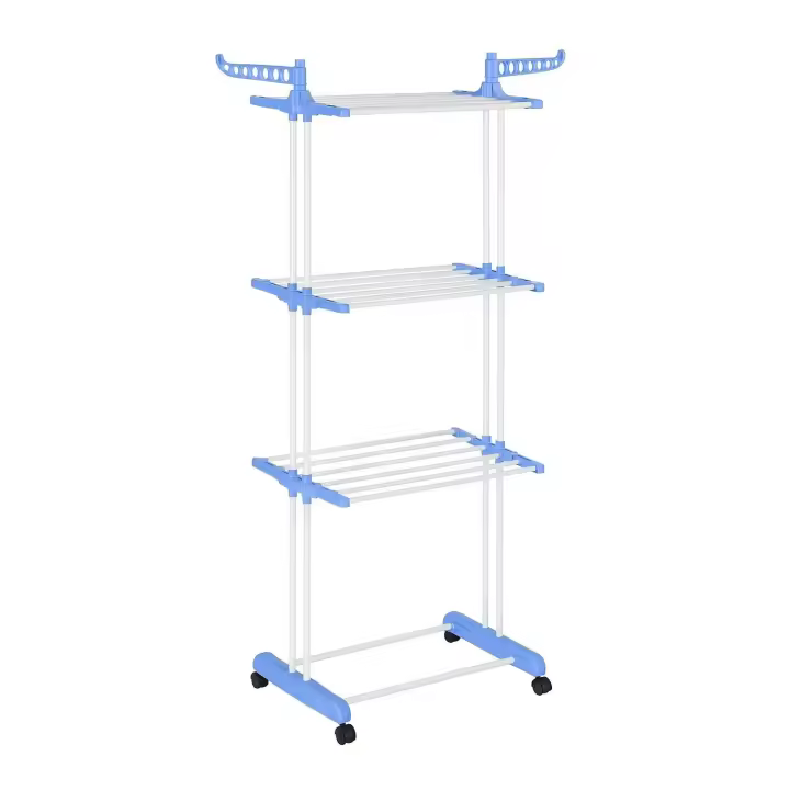 Tendedero Vertical de Ropa con Ruedas y 3 Niveles Ajustables | Estante de Secado Plegable para Interior y Exterior | Gran Capacidad, Ahorra Espacio, Ideal para Lavandería, Balcón o Baño - 1