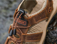Sandalias De Verano Para Hombre Cuero Genuino Zapatos Casuales Para Exteriores Sandalias De Cuero Para Playa Zapatos Romanos Cuña De Goma - details 5