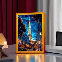 Lámpara De Noche LED En Forma De Luna De París Para Decoración Del Hogar Y Regalos De Navidad Marco De Fotos Con Iluminación De Dibujo De Ciudad Luz Para Mesa Lateral - details 2