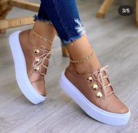 Zapatos Deportivos Casuales Para Mujer Talla Grande 43 Zapatillas Con Cordones Antideslizantes Suela Plataforma Zapatos De Mujer - details 2