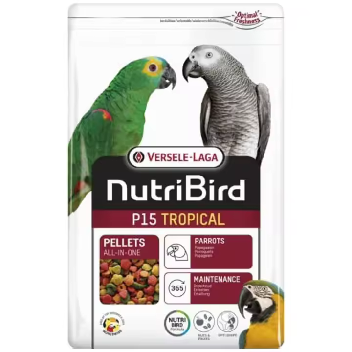 Versele-Laga Nutribird P15 Tropical 3 Kg para Loro Yaco y Amazonas - Alimento Completo para Aves con Flora Intestinal Saludable - 1