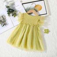 Vestido De Princesa Para Bebé Niña Verano Con Volante Y Gran Lazo Ropa Infantil Estilo Cute Material Poliéster Sin Capucha - details 2