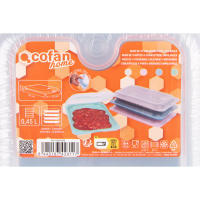 Cofan Set de 4 porta embutidos apilables | Fiambreras para embutido y alimento | Tapa transparente | Colores crema, azul, verde y nude | Aptos para microondas y lavavajillas | Medidas: 25 x 17 x 3 cm - details 2