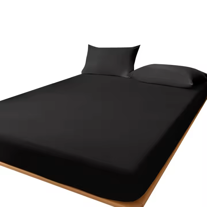 Sábana Sólida Mate Negra 1 Pieza Para Dormitorio Algodón 100% Funda De Sábanas Sin Almohadillas Incluidas Medidas Adecuadas - 1