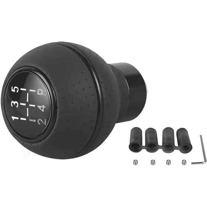Universal Pomo Palanca Cambios 5 Velocidades, Pomo La Palanca Cambios Cuero 5 Velocidades Para Mayoría Coches, Automóvil Interior Accesorios Manual para Coches SUV Camiones(Negro) - 1