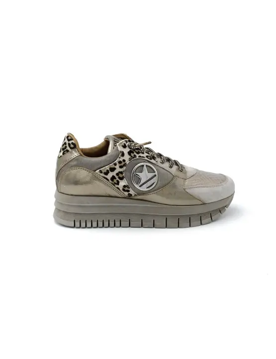 Deportivas Ante Metalizado Cetti C-1374 Taupe/Metal Mujer - 1