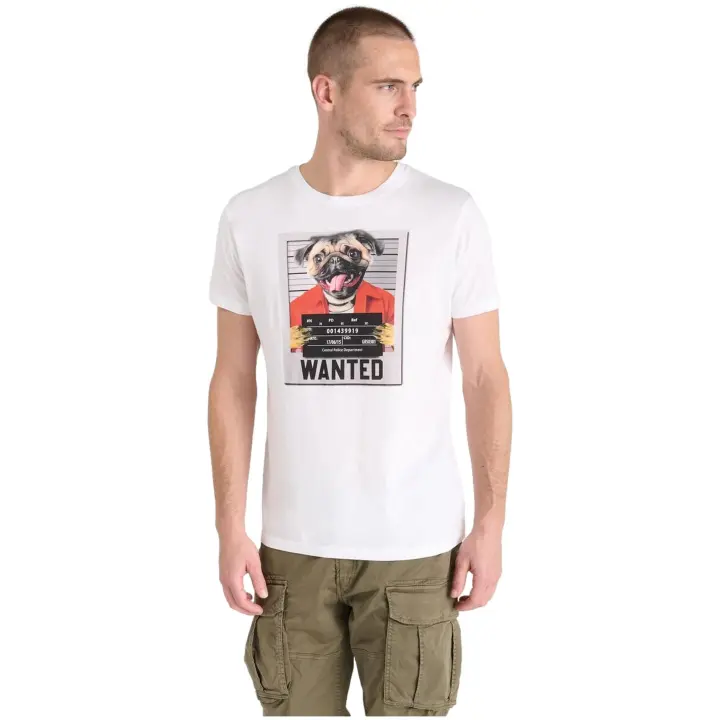 Camiseta LE TEMPS DES CERISES Renaud con Estampación de Perro Pug Color Blanco - 1