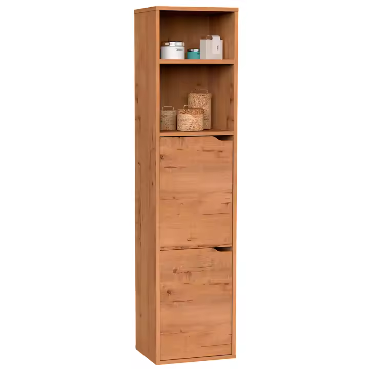 Briebe Aura Columna de Baño, Mueble Auxiliar, Armario Alto Estilo Moderno 150x36,5x30 cm Espacio Almacenaje, , Madera - 1