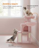 Árbol para Gatos Grandes con Vivienda, Rampa, Hamaca y Pompón - Disponible en Blanco Crema o Rosa Jalea - details 10