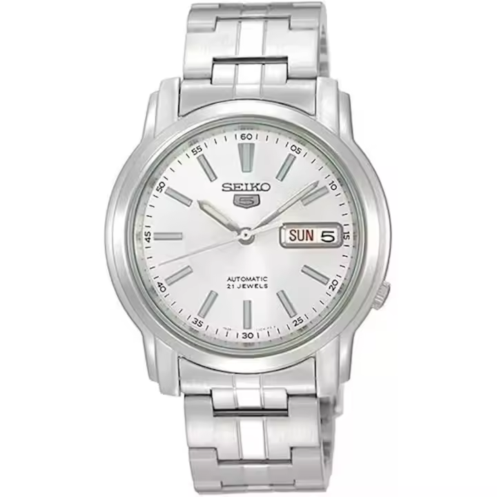 reloj automático unisex Seiko 5 SNKL75K1 38mm 7S26 30m WR correa de acero - 1