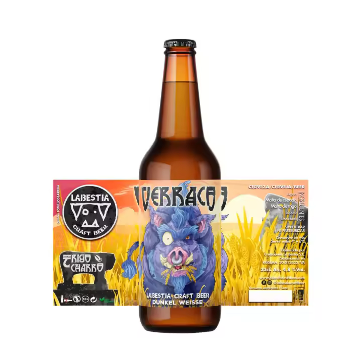 Cerveza La Bestia Craft Beer - 1 Litro - Verraco - Cerveza Artesana de Trigo Charro - 3 x Tercios de 0,33 - 1