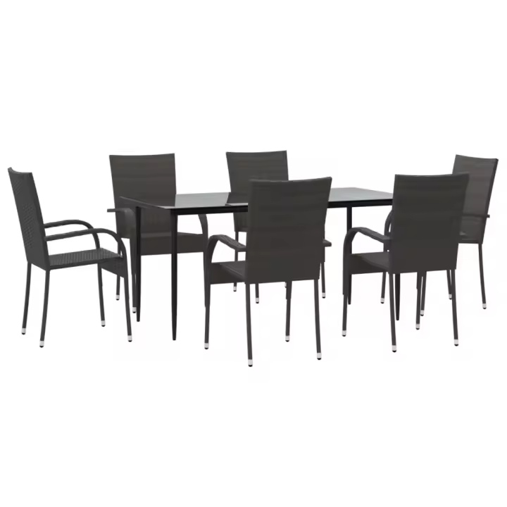 vidaXL Juego de comedor de jardín 7 piezas ratán sintético marrón - 1