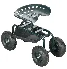 Outsunny - Silla de ruedas para jardín, asiento de trabajo, asiento giratorio de 360° y altura ajustable con bandeja para herramientas, carga máxima 150 kg verde - 1