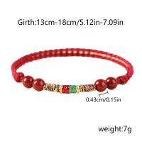 Pulsera De Hilo Rojo Para Mujeres Y Hombres Con Cuentas De Cinnabar Y Cordón Tejido Tíbet Budista Joyería De Muñeca Artesanal - details 11