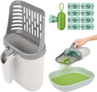 MYPIN-Portáil de gran capacidad Mejorada con soporte y Cubo de Residuos, Pala para Gatos con 135 bolsas de basura adicional, bandeja de Arena Genie, Gris - details 6