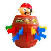 Juguete Interactivo De Fiesta Creativo Y Divertido Bucket Del Pirata Con Cuchillo De Madera Para Niños Aged 3-12 Juguetes Montessori - details 0