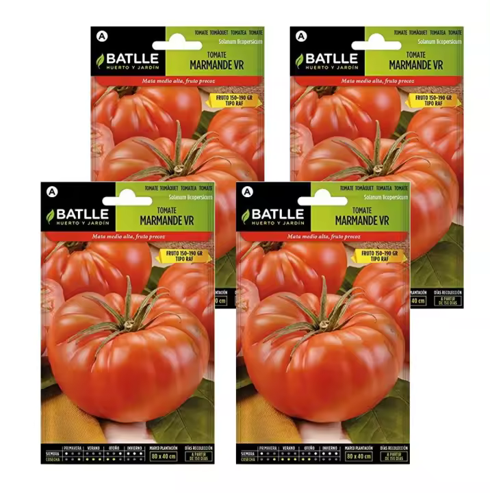 4 Sobres de Semillas de Tomate Marmande VR de Semillas Batlle. - 1