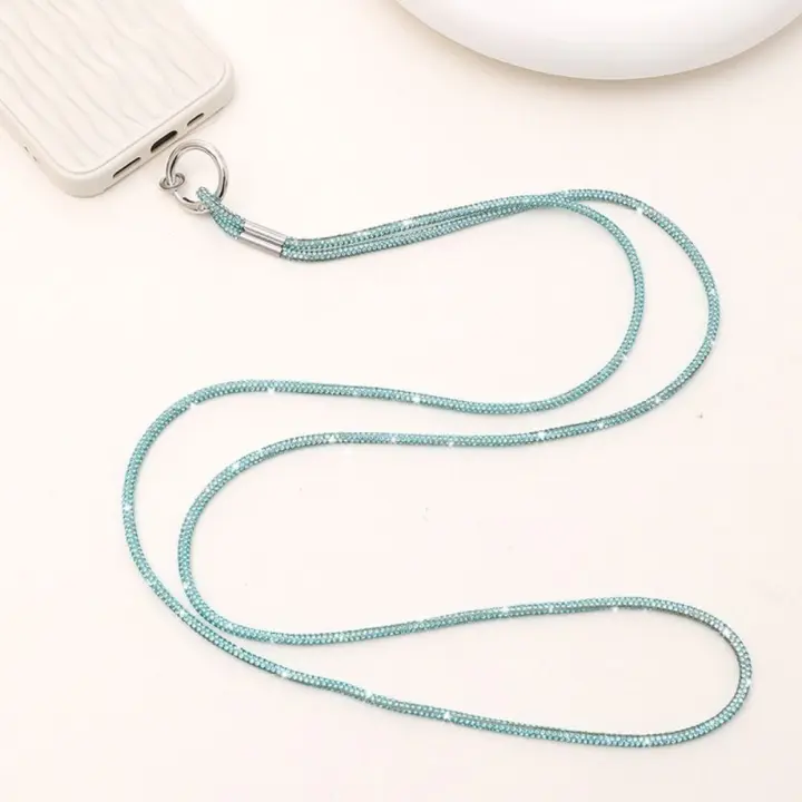 Lanyard De Lujo Con Rhinestone Caja De Cristal Plateado Antipérdida Con Colgante Para Teléfono Móvil Correa De Lanyard De Género Unisex Tamaño 65cm - 1