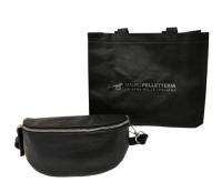 Rinonera hombre Mujer, rinonera de cuero para Mujer, Bolso de Mujer elegant, riñonera con Correa para el hombre, cinturón Mujer ajustable, Cuero genuino Made in Italy, Modelo EASY (S Black) - details 2