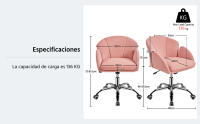 Silla Escritorio, Silla Oficina Giratoria, con Respaldo Amplio, Base Metalica con Ruedas, Terciopelo, para Oficina Estudio y Salon, Rosa - details 4