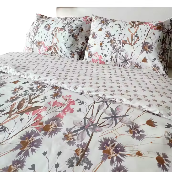 Funda Nórdica Reversible Violetas 100% Algodón, Estampado Floral Grande y Pequeño, 2/3 Piezas, Disponible en 90/135/150 cm + Fundas de Almohada a Juego - ALO HOME - 1