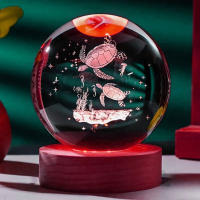 Lámpara De Noche De Tortuga 3D Con Cristal Regalo Para Amigos O Amantes De Las Tortugas Estilo Estatua Animal Decoración De Interiores - details 4