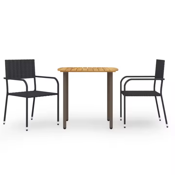 vidaXL Juego de comedor de jardín 3 pzas ratán sintético en color Gris/Negro - 1