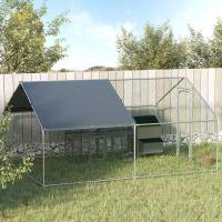 PawHut Gallinero Exterior Grande de Metal Galvanizado  Jaula de Aves con Puerta Cubierta de Tela Oxford Resistente a los Rayos UV y al Agua para Patio Plata - details 1