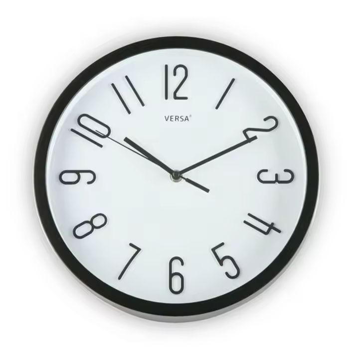 Reloj de Pared Versa Negro Plástico Fusion 4,6 x 30 x 30 cm (Ø 30 cm) - 1