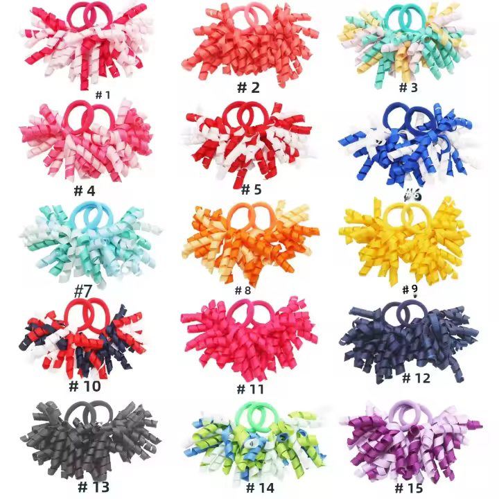 15 Pares De Cinturones Para El Cabello De Niñas Accesorios De Cabello Elásticos Y Ribbons Grosgrain Con Lazos Soporte Para Cola De Caballo - 1
