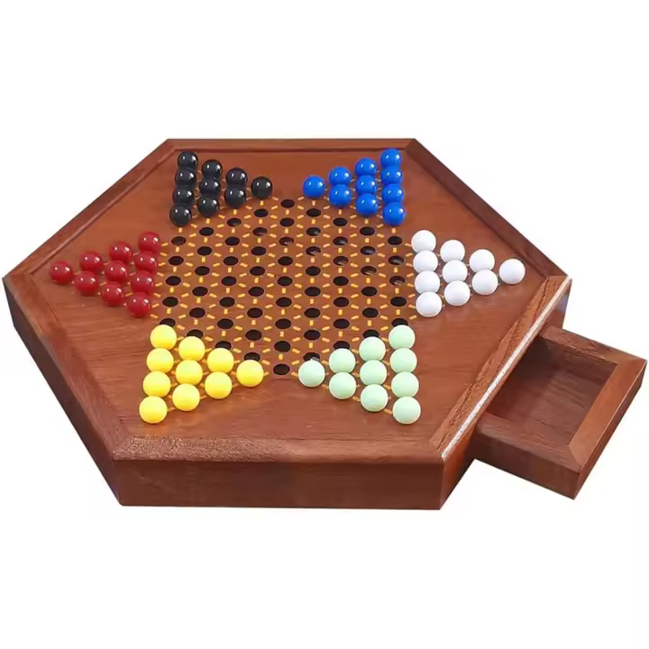 Juego de Mesa de Damas de Madera con Canicas, incluye 60 Canicas, con diseño de Caja para un almacenamiento fácil, adortado para Mesa familiares. - 1