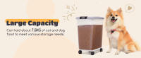 Nobleza - 20/30/40L Contenedor de Comida para Mascotas, Mascotas Caja de Alimentos con Ruedas Contenedor, Tapa abatible, hermética, Transparente, Ruedas y Pala, para Comida para Perros y Gatos, Gris - details 2