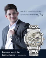 Reloj De Pulsera Masculino OLEVS 2856 Multifuncional Cronógrafo Original Cuarzo Fase De La Luna 24 Horas Resistente Al Agua - details 0