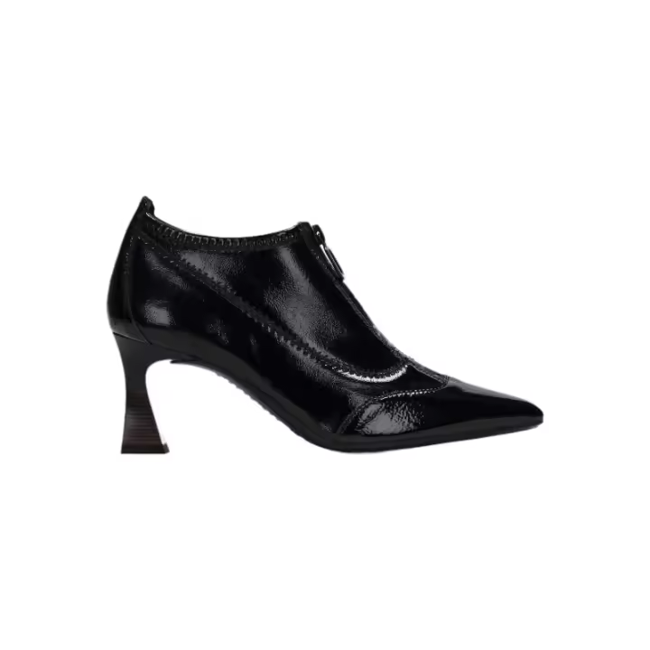 zapato elastico acharolado con cremallera central linea dalia - 1