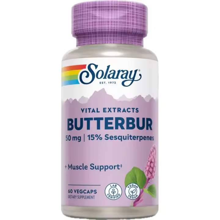 Butterbur (Petasita) 60 VegCaps. Sin alcaloides. Apto para veganos de Solaray - 1