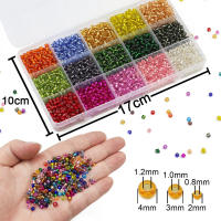 Juego De Cajas Con 15 Grillas De Cuentas De Vidrio Para La Fabricación De Joyas Pulseras Collares DIY Tamaños 2 3 4mm Decorativas - details 0