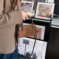 Bolso De Hombro Pequeño En Cuero Sintético Marrón Estilo Coreano Retro Casual Bolso Cruzado Para Mujer Con Cierre De Cremallera - details 4