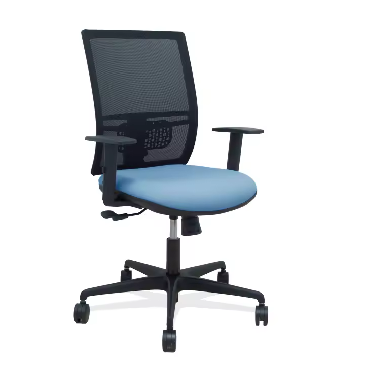 Silla Yunquera sincro malla negra bali azul cielo brazo regulable - 1