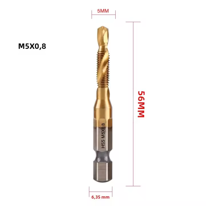 Juego De Brocas De Tapa De Titanio HSS 1/6Pcs Hex Shank Para Tornillos Y Máquinas De Trabajar Madera Herramientas Manuales M3 M4 M5 M6 M8 M10 - 1
