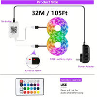 Tira De Luces LED RGB3535 24V/0.5A Control APP Con Remote De 24 Teclas Sync Musica 105Pies/32M Decoración De Fiestas 16 Lámparas Por Metro - details 1