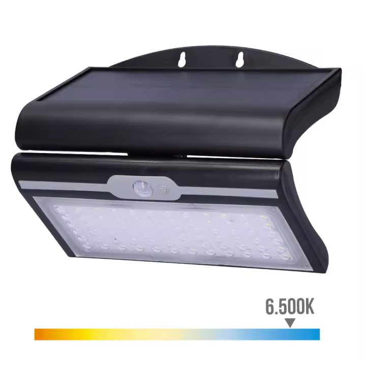 APLIQUE SOLAR 6W 430Lm 6.500K CON SENSOR COLOR NEGRO EDM - 1