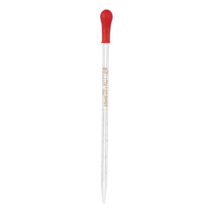 Ejercicio De Pipeta De Vidrio Con Escala Y Cabeza De Goma Roja Y Transparente Para Química Laboratorio 1/5pcs - 1