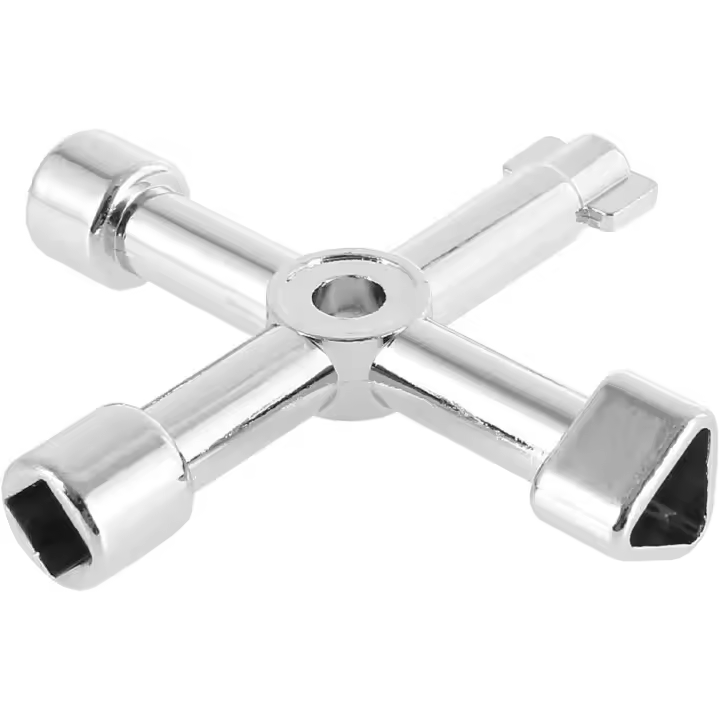 Llave-llave eléctrica para tanque de gas y agua, botiquín, llave de desbloqueo, llave triangular cruzada, llave práctica multifuncional (plata, 1 unidad) - 1
