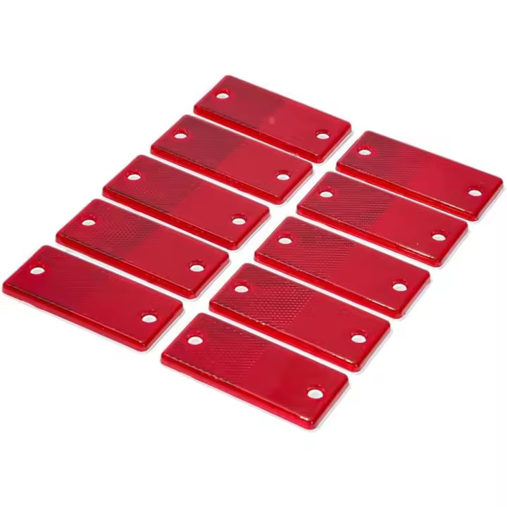 10 reflectores rectangulares rojos para remolque, reflectores rectangulares para postes de portón, reflectores traseros rectangulares con fijación por tornillos, reflector apto para remolque - 1