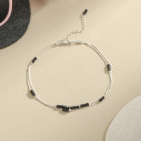 Pulsera De Tobillo Para Mujer Estilo Bohemio Minimalista Con Cristales Naturales Y Cadena Plateada Regalo Para Fiesta En La Playa - details 9